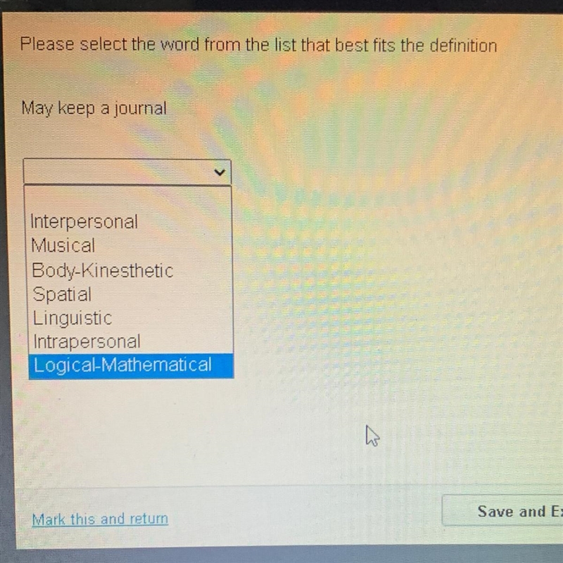 Please select the word from the list that best fits the definition May keep a journal-example-1