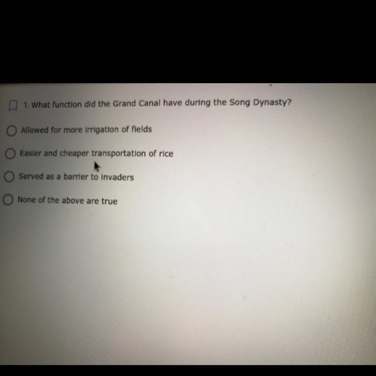 What Function Did the grand canal have during the Song Dynasty-example-1