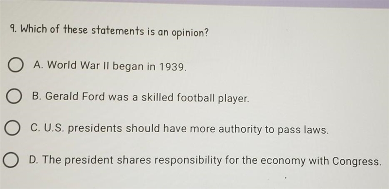 Which of these statements is an opinion? ​-example-1