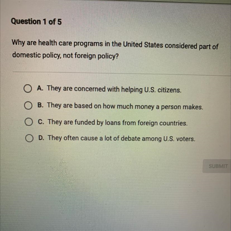 Pls hurry. Why are health care programs in the United States considered part of domestic-example-1