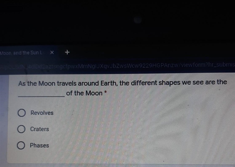 As the Moon travels around Earth, the different shapes we see are the of the Moon-example-1