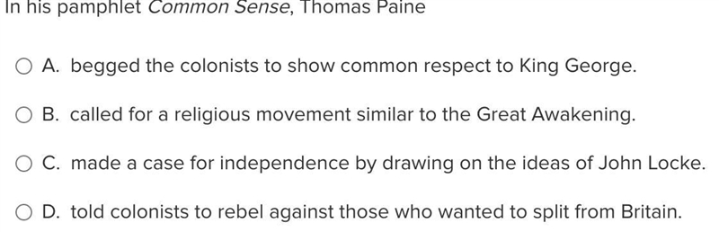 In his pamphlet Common Sense, Thomas Paine-example-1