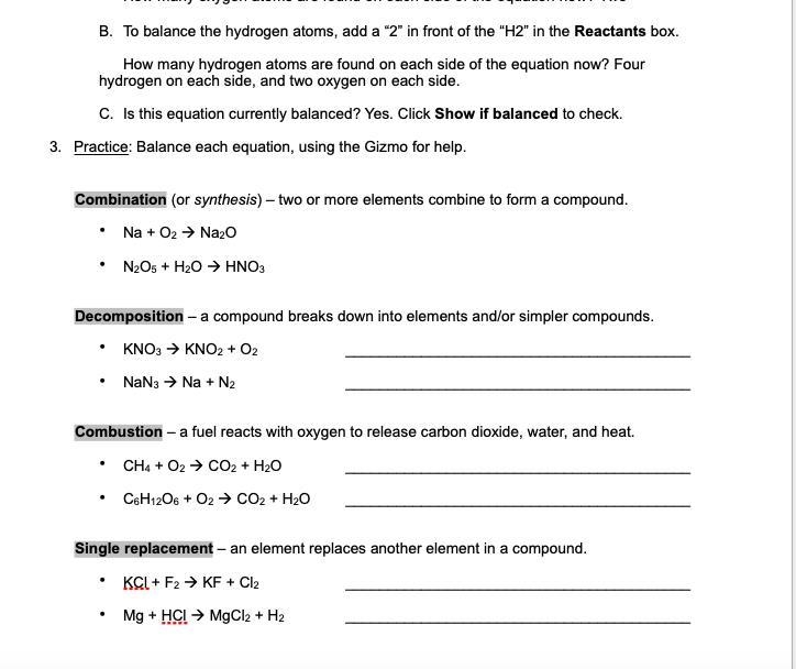 HELP Combination (or synthesis) – two or more elements combine to form a compound-example-1