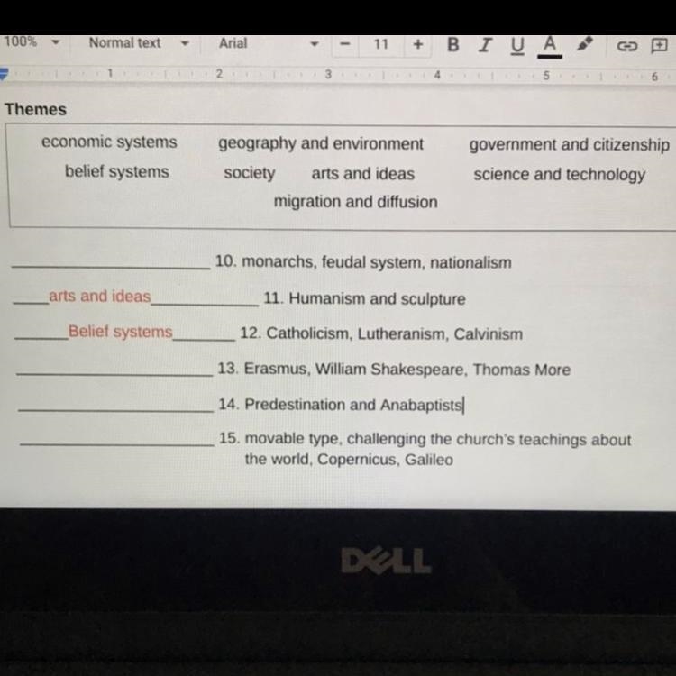 Somebody please help me determine which theme goes for each one?-example-1