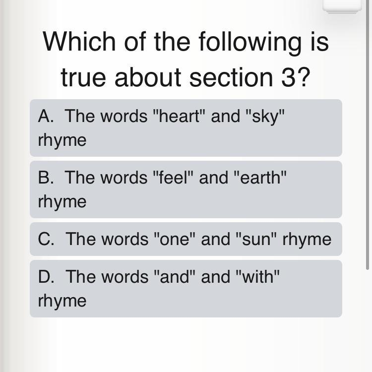 3.and my heart feel as one With the earth,the sky,and the sun Plz help:( Which one-example-1