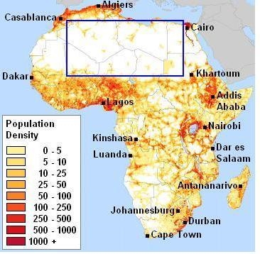 Why is the area highlighted by the blue box largely uninhabited by people? This region-example-1