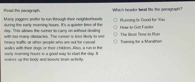 Read the paragraph. Which header best fits the paragraph? O Types of Cameras O Choosing-example-1