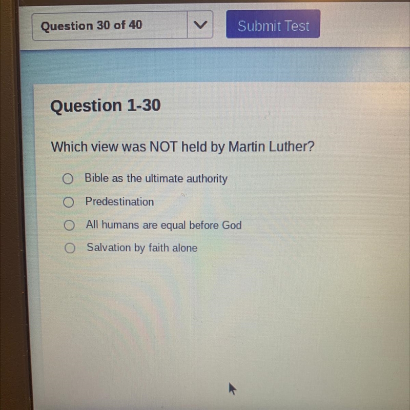 I’ll mark you!! Which view was not held by Martin Luther-example-1