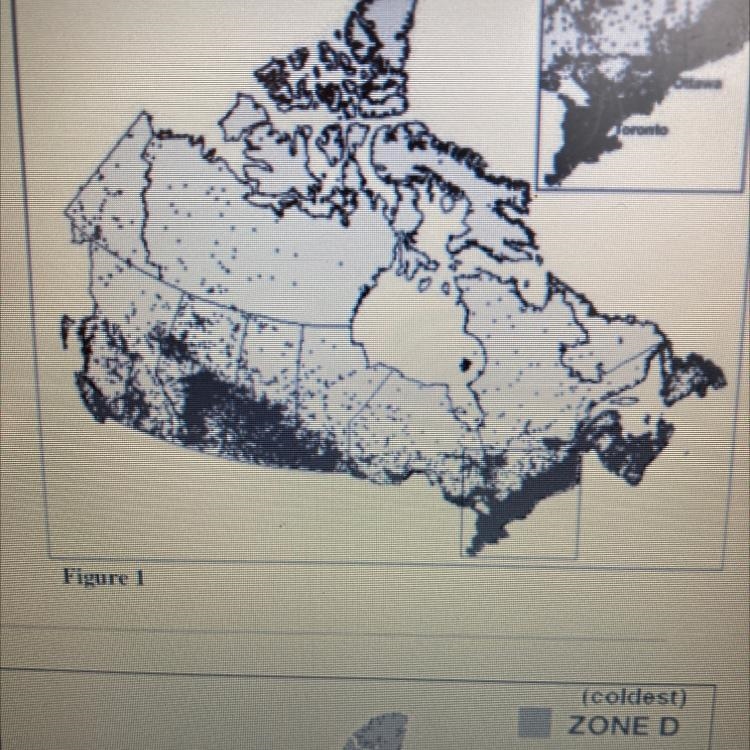 Based on the figure, where do most people live in Canada?-example-1