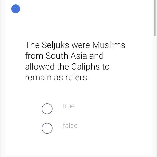 The Seljuks were Muslims from South Asia and allowed the Caliphs to remain as rulers-example-1