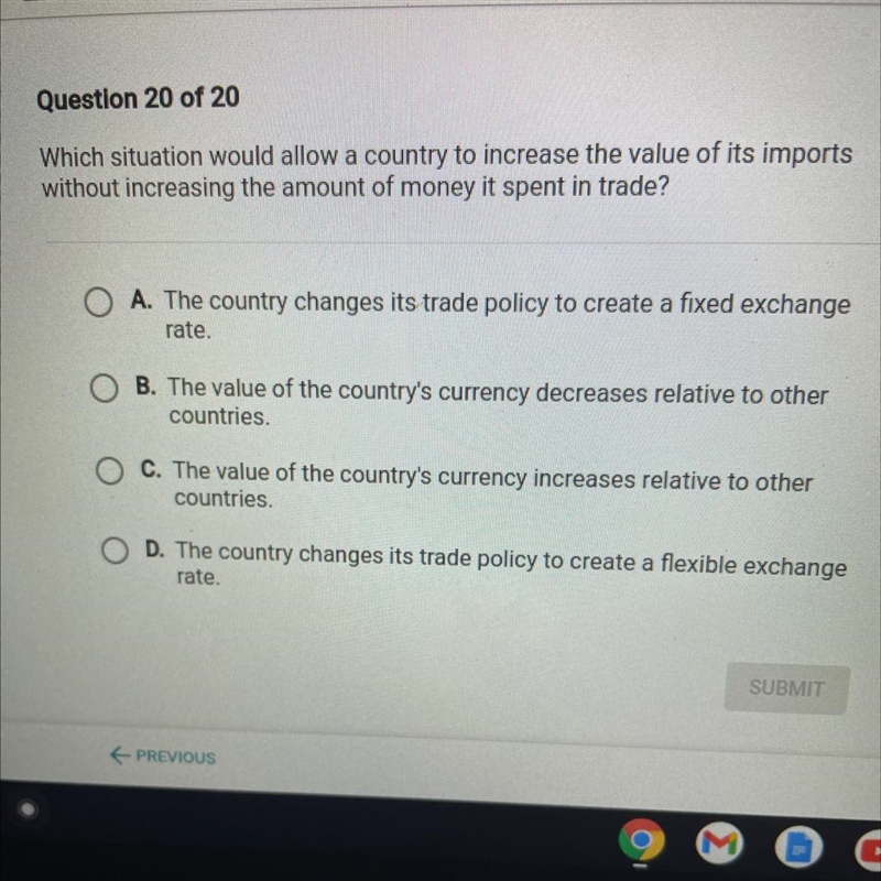 which situation would allow a country to increase the value of its imports without-example-1