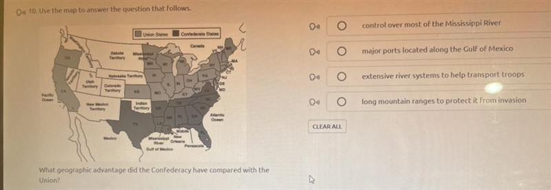 What geographic advantage did the Confederacy have compared with the Union?-example-1