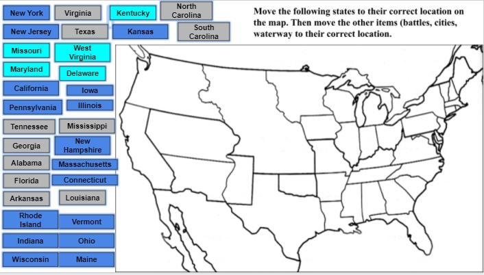 HELP ASAP!!! Move the following states to their correct location on the map. Then-example-1