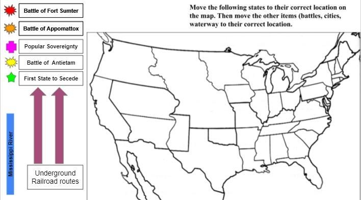 HELP ASAP!!! Move the following states to their correct location on the map. Then-example-2