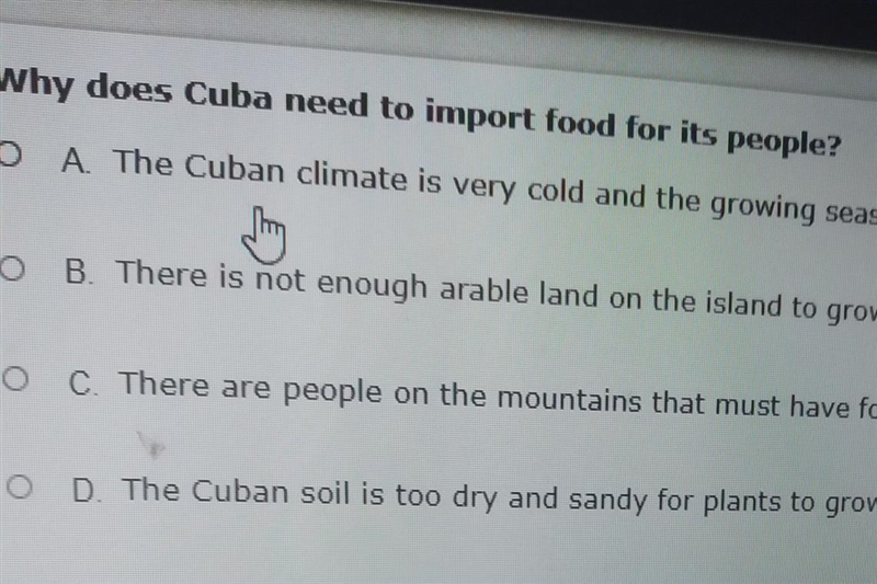 Why does cuba need to import food for its people ​-example-1