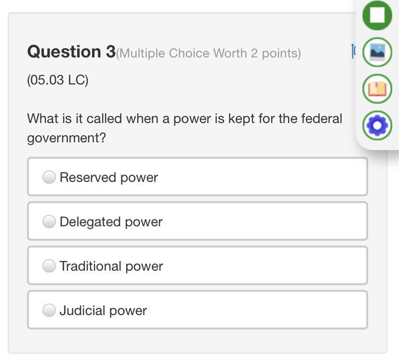 What is it called when a power is kept for the federal government?-example-1