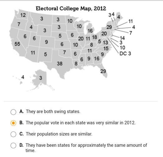 Which statement best explains why Florida and New York have the same amount of electoral-example-1