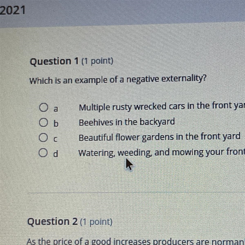 Which is an example of a negative externality?-example-1