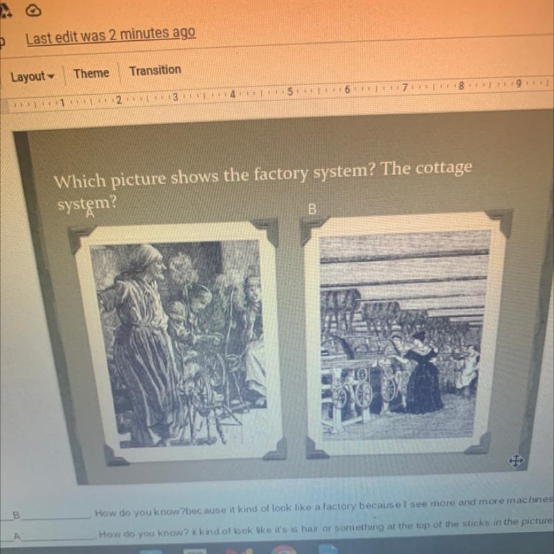 Which picture shows the factory system? The cottage system? Help it doe my 4:00-example-1