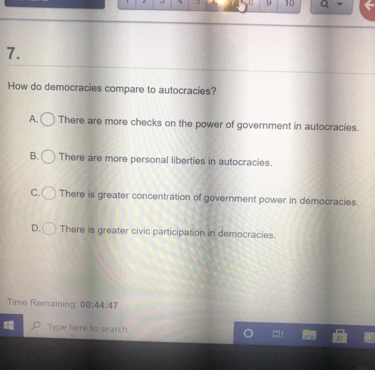 How do democracies compare to autocracies?-example-1