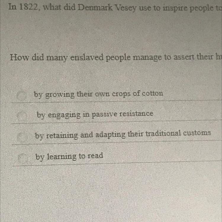 How did many enslaved people manage to assert their humanity-example-1