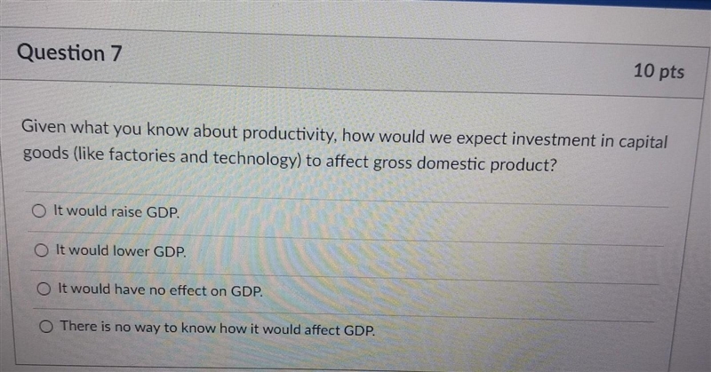 Given what you know about productivity, how would we expect investment in capital-example-1