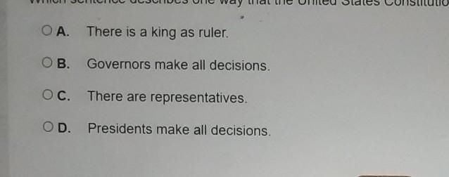 Which sentence describes one way that the United States Constitution established a-example-1