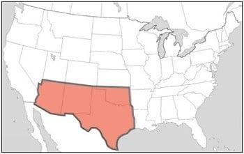 What is the boundary of southwestern part of the Untied States..... A. Canada B. Mexico-example-1