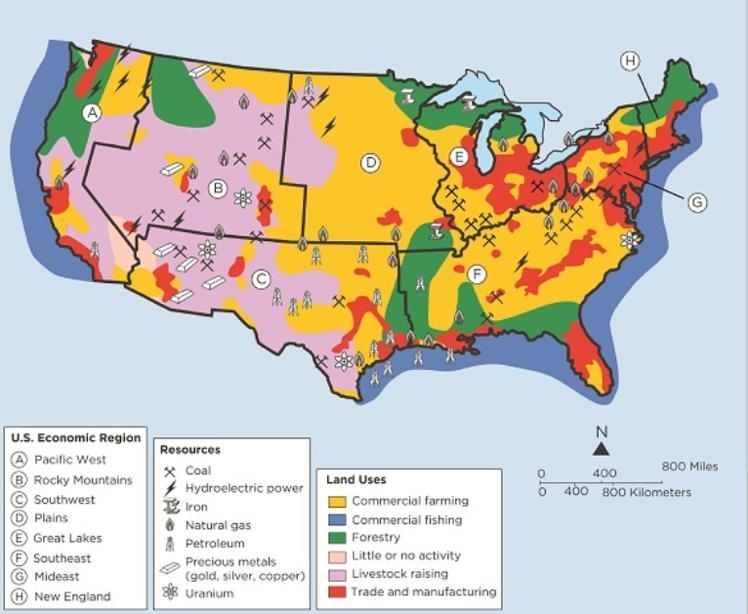 Which U.S Economic Region is the least diverse? How do you think this impacts life-example-1