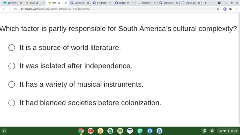 Which factor is partly responsible for South America’s cultural complexity?-example-1