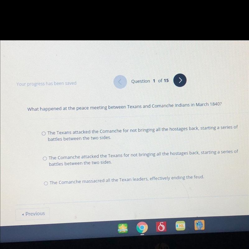 What happened at the peace meeting between Texans and Comanche Indians in March 1840?-example-1