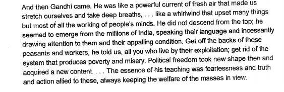 Why might Gandhi's leadership differ from that of other leaders, according to Nehru-example-1