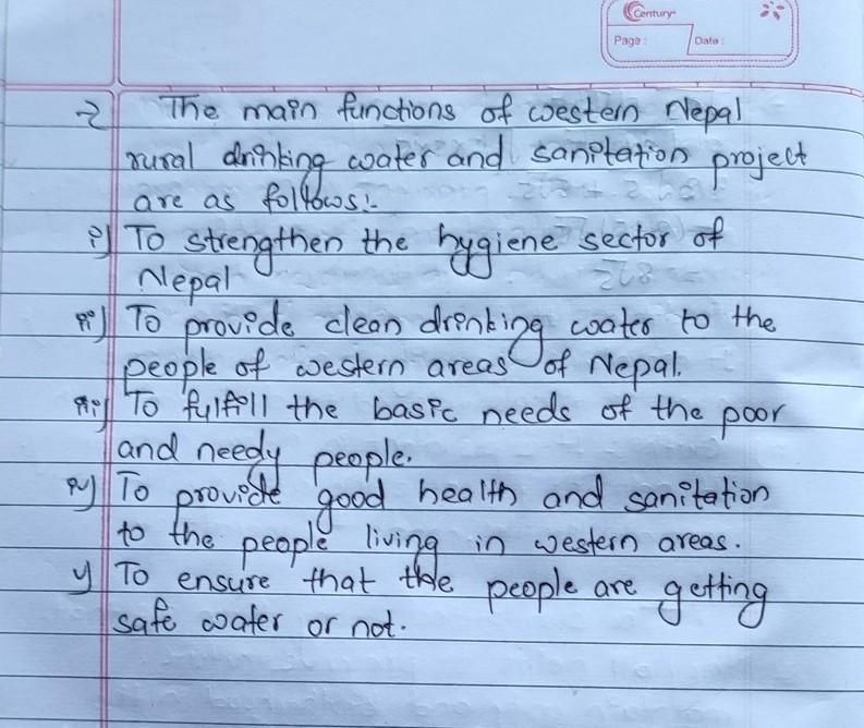 write down the main function of Western Nepal rural drinking water and sanitation-example-1