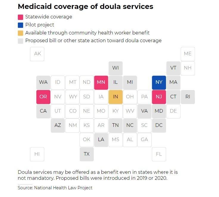 What states do not cover doulas services under medicaid-example-1