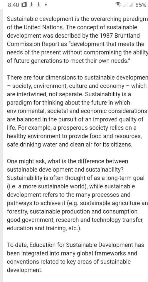 What are the spectrums of sustainable development as defined by UNESCO ? Discuss them-example-1