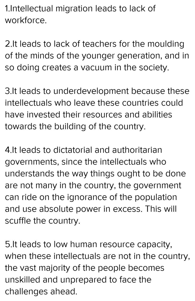 How does intellectual migration affect the development of a country?​-example-1