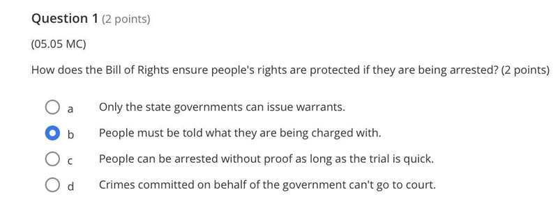 How does the Bill of Rights ensure people's rights are protected if they are being-example-1