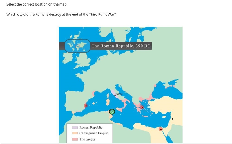 select the correct location on the map. which city did the romans destroy at the end-example-1