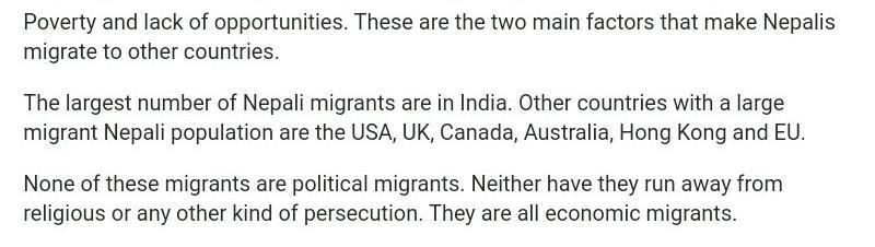 Why do people from Nepal migrate to other countries?explain​-example-1