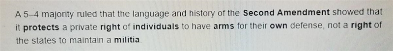 How did the Second Amendment explain the right to carry guns? this is my second time-example-1