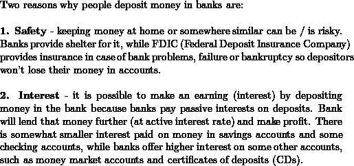 What are the reasons for which people deposit money in a bank?-example-1