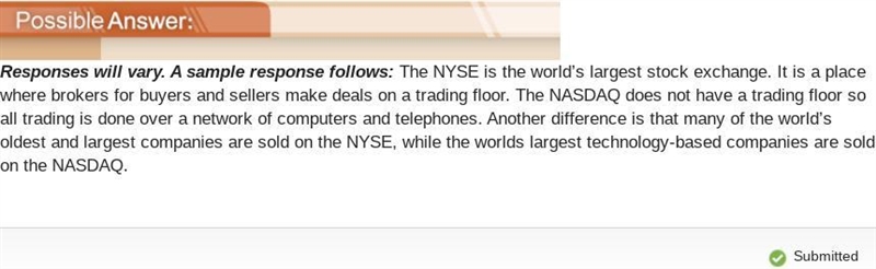 Describe the differences between the New York Stock Exchange and the NASDAQ.-example-1