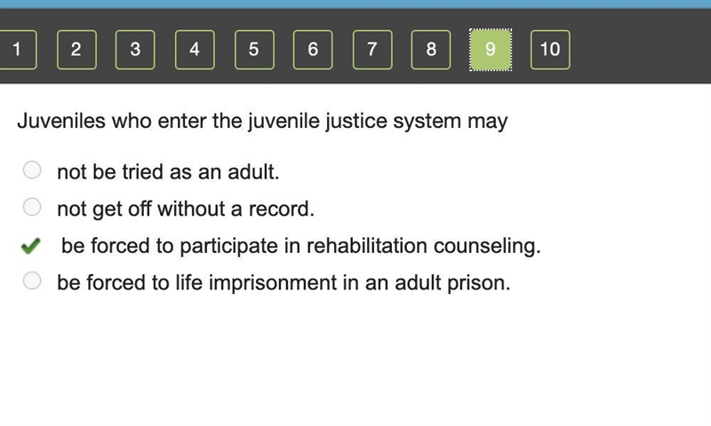 Juveniles who enter the juvenile justice system may A. not be tried as an adult. B-example-1