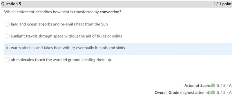 Which statement describes how heat is transferred by convection? Air molecules touch-example-3