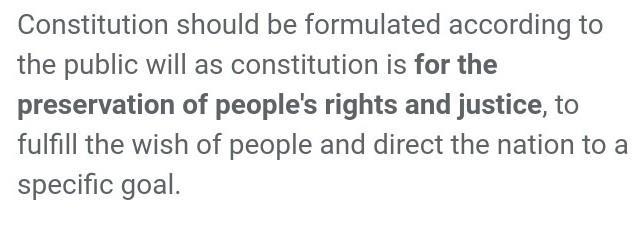 Why should a democratic constitution represent the will and the aspiration of the-example-1