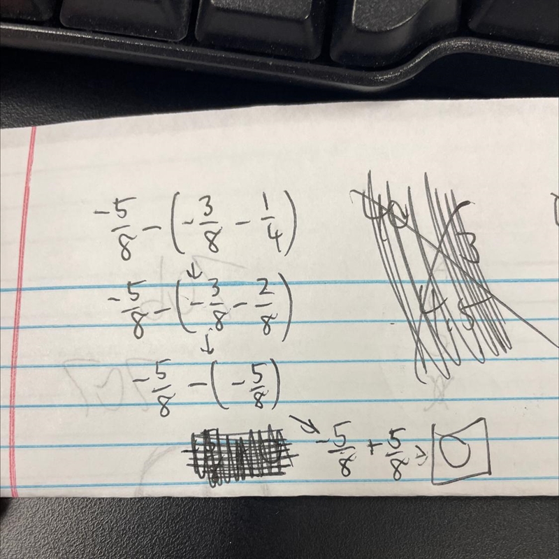 Simpify the expression -5/8-(-3/8-1/4)-example-1