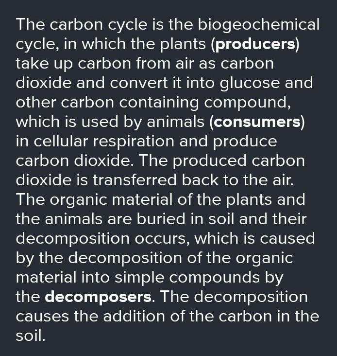 The carbon cycle relies on producers and consumers to survive. What is the role of-example-1