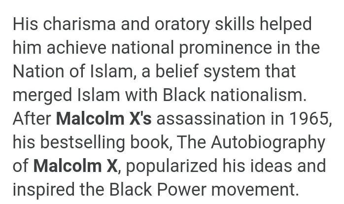 Explain two reasons why Malcolm X is an inspirational religious leader. 2 paragraphs-example-1