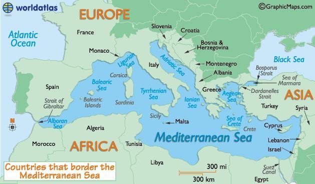 1. Which body of water is in the south of the European continent? * Mediterranean-example-1