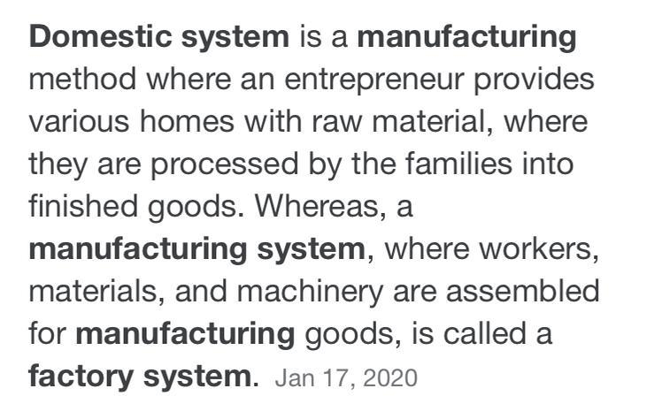 What is the difference between the domestic system and factory system?-example-1